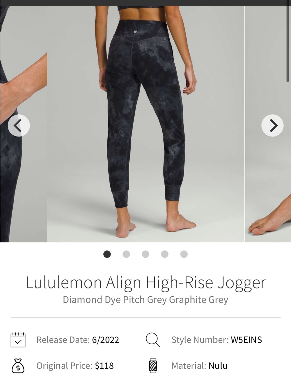 Lululemon Diamond Dye Pitch Grey High-Rise Joggers